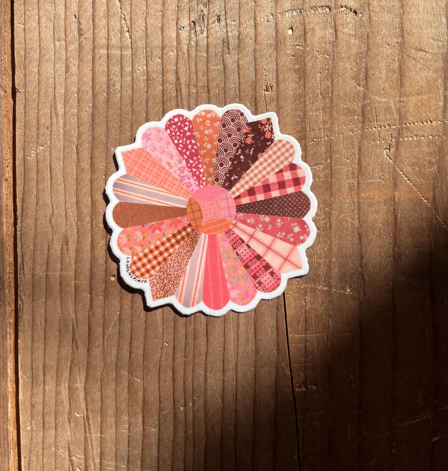 Pink Quilt Flower Sticker