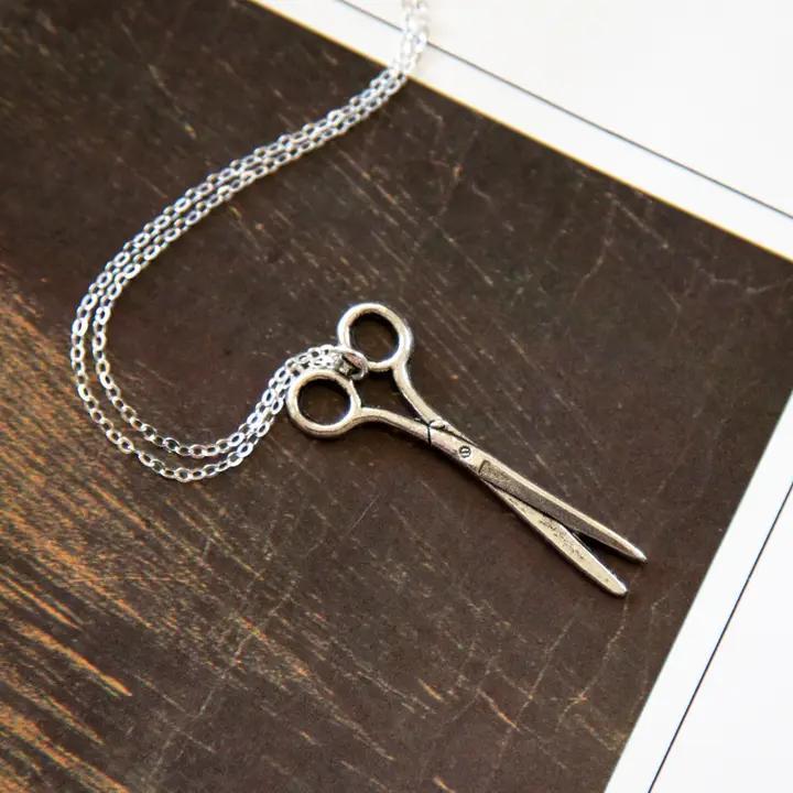 Silver Scissors Charm Necklace