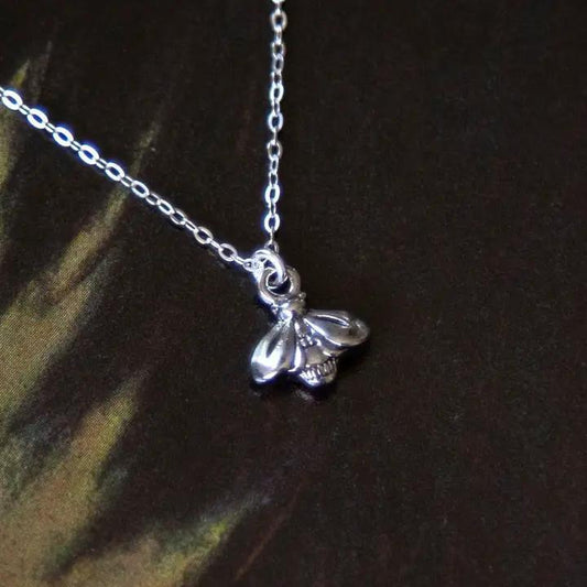 Tiny Silver Bee Charm Necklace