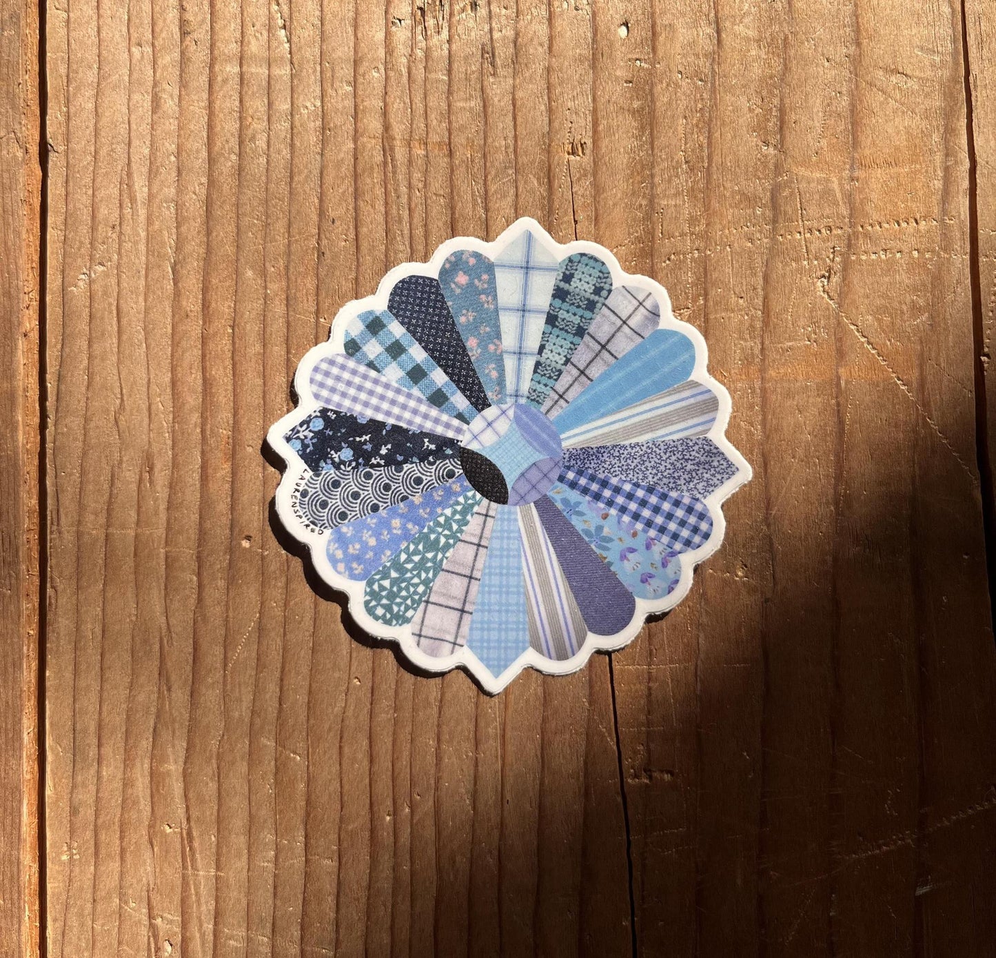 Blue Quilt Flower Sticker