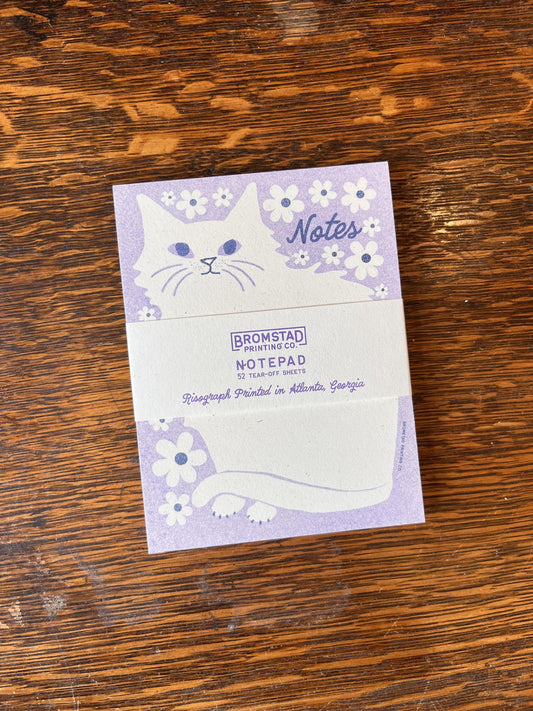 Floral Cat - Risograph A2 Notepad